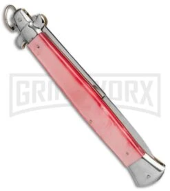 A.G.A. Campolin 18" Italian Stiletto Pink Ring Pull Automatic Knife - Bayo -Hot Sale Knife Store aga champolin 18in stiletto pink bayo BP 18401 er side large