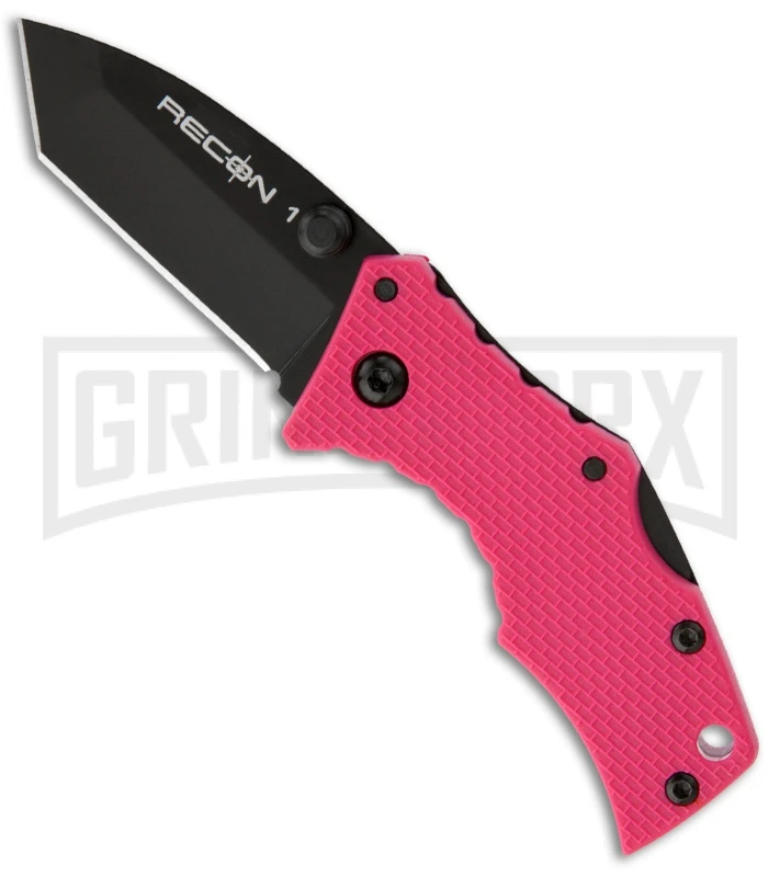 Cold Steel Micro Recon 1 Tanto Pink Folding Knife - Black Plain 1 Cold Steel Micro Recon 1 Tanto Pink Folding Knife - Black Plain