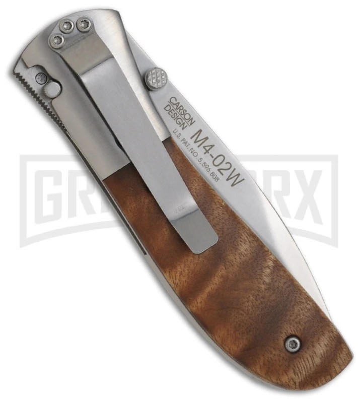 CRKT Carson Burl Wood Spring Assist Knife - Satin Plain 2 CRKT Carson Burl Wood Spring Assist Knife - Satin Plain - Image 2