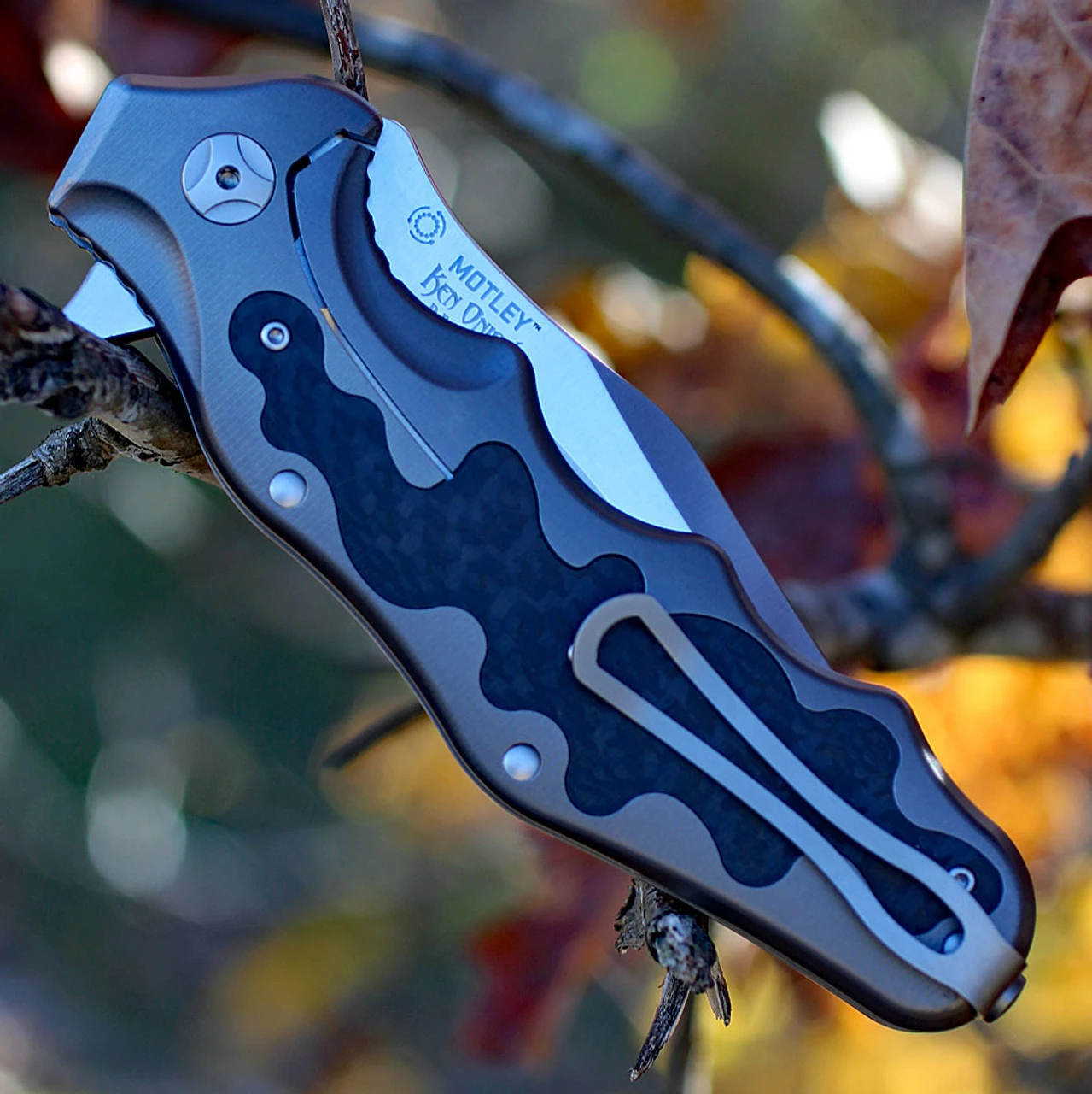 CRKT Ken Onion Motley Flipper K210CFXP, 3.875" Sleipner Plain Blade, Titanium Carbon Fiber Inlays Handle-Limited To 500 3 CRKT Ken Onion Motley Flipper K210CFXP, 3.875" Sleipner Plain Blade, Titanium Carbon Fiber Inlays Handle-Limited To 500 - Image 3