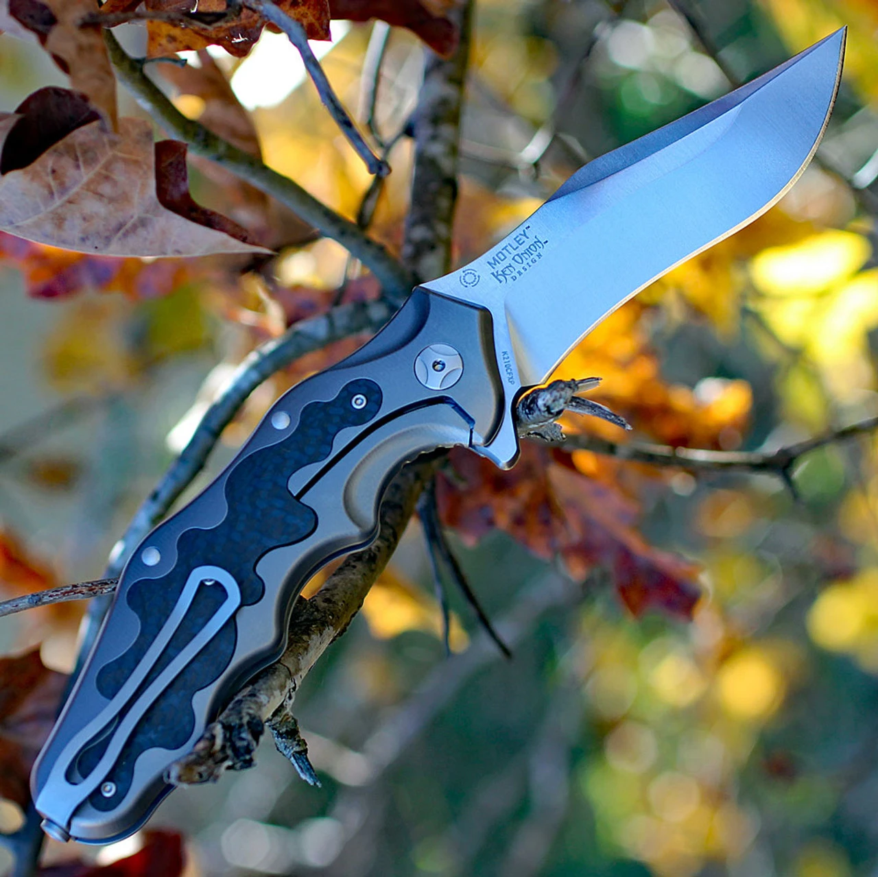 CRKT Ken Onion Motley Flipper K210CFXP, 3.875" Sleipner Plain Blade, Titanium Carbon Fiber Inlays Handle-Limited To 500 2 CRKT Ken Onion Motley Flipper K210CFXP, 3.875" Sleipner Plain Blade, Titanium Carbon Fiber Inlays Handle-Limited To 500 - Image 2
