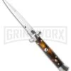 9" Italian Stiletto Acrylic Tortoise Automatic Knife - Bayonet