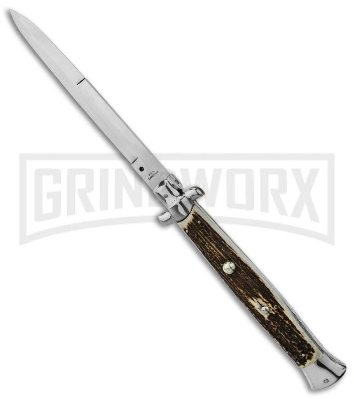 A.G.A. Campolin 18" Stag Horn Automatic Stiletto Knife (Bayonet) 1 A.G.A. Campolin 18" Stag Horn Automatic Stiletto Knife (Bayonet)