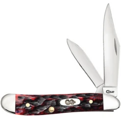 Case 27384 Peanut, 2 7/8" Clip And Pen Blades, Crimson Peach Seed Jig Bone Handle (6220 SS)